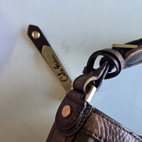 Cole Haan Leather Shoulder Handbag Satchel Women Brown Large - Picture 13 of 16
